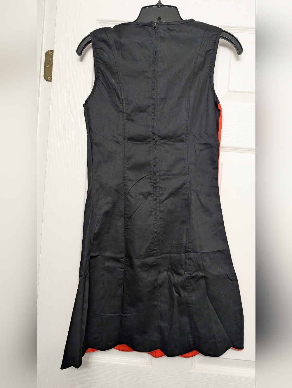Orand and Black Striped Sleeveless Scallop Button Dress-NWT - Picture 2 of 3